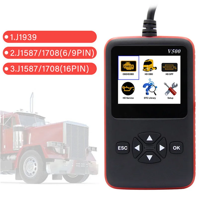 Kongyide Автомобильный сканер Heavy Duty Truck сканирования + OBD2 для диагностики транспорта