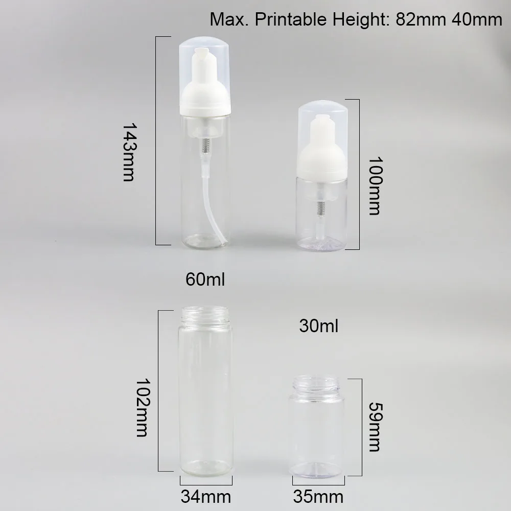 

24 x 30ml 60ml Hot Sale Froth Pump Soap Mousses Liquid Dispenser Foam Bottle With Cap Plastic Shampoo Lotion Bottling Clear
