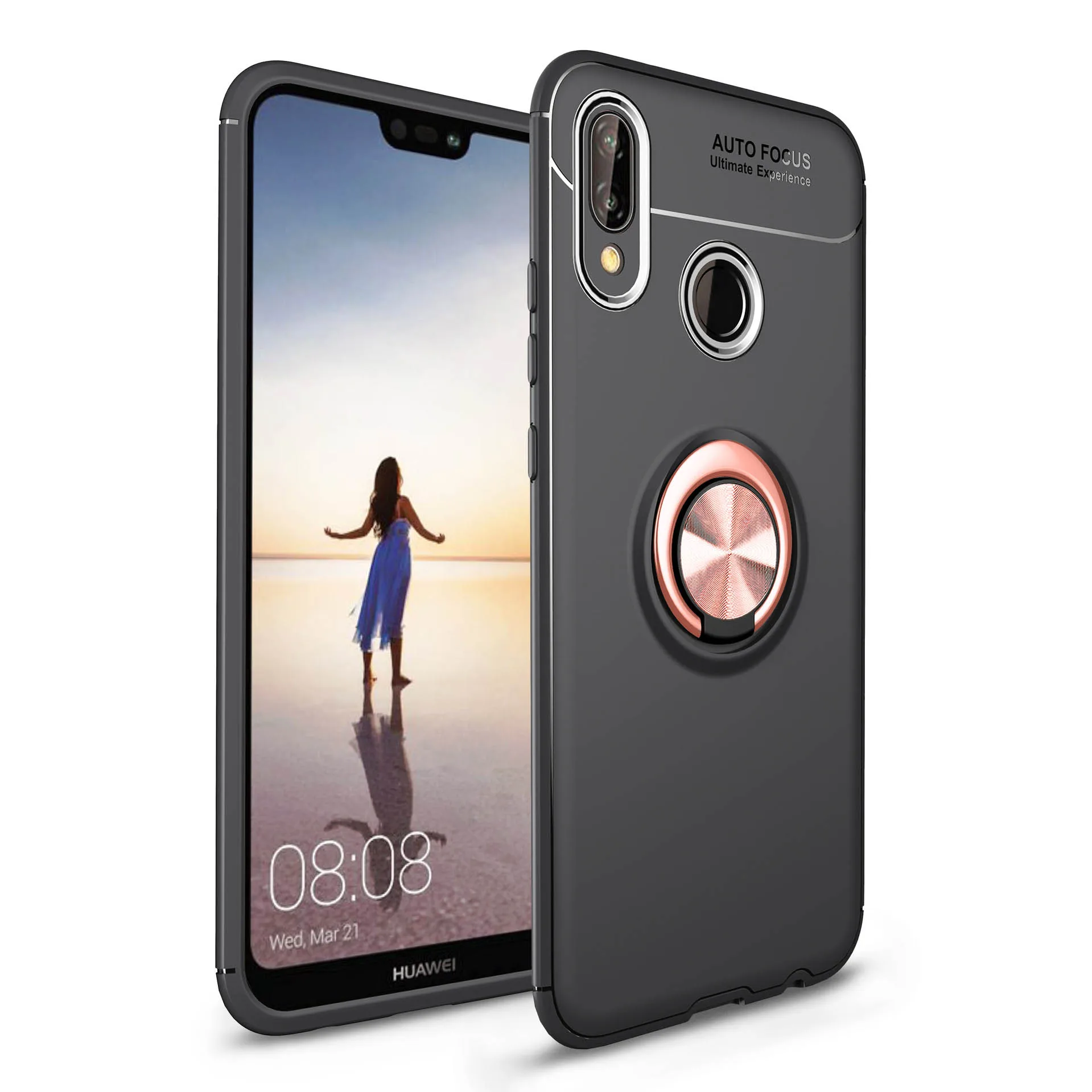 Black and Rose Gold Чехол для телефона с магнитной адсорбцией для huawei P8 P9 P10 P20 P30 Lite Pro mate 9 10 20 Lite Pro для Honor 8X8 9 10 Lite V10 Play чехол - Цвет: Black and Rose Gold