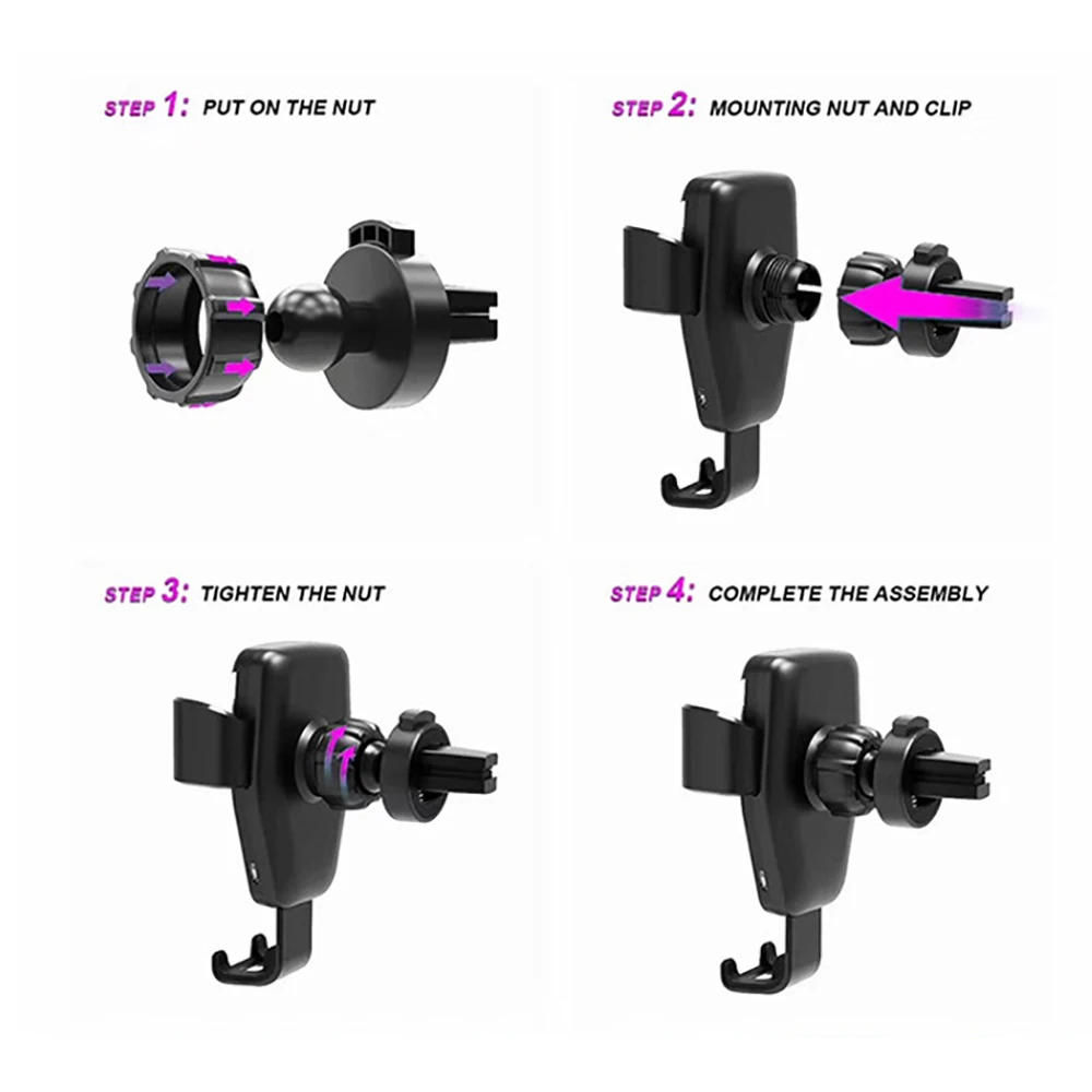 QI Беспроводное зарядное устройство 10 Вт мобильный телефон быстрое зарядное устройство Кронштейн Автомобильный держатель телефона на вентиляции для iPhone XS XR X 8 samsung huawei