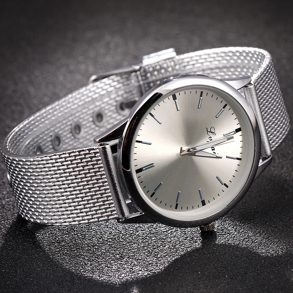 Простые Женские часы с металлической сеткой простые наручные модные