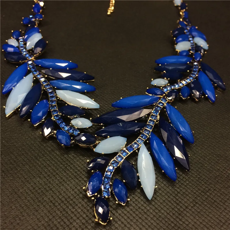 Luxury Resin Leaf Shaped Pendant Necklace Women Statement Necklaces Party Jewelry YaoXi | Украшения и аксессуары