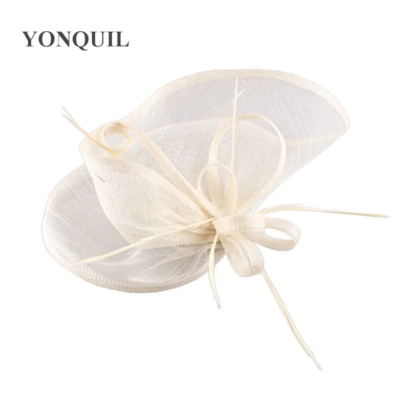 

Ladies Kentucky Cocktail Hat Elegant Feather Flowers Sinamay Fascinatorsl For Wedding Bridal Hair Accessories SYF284 PROMOTION