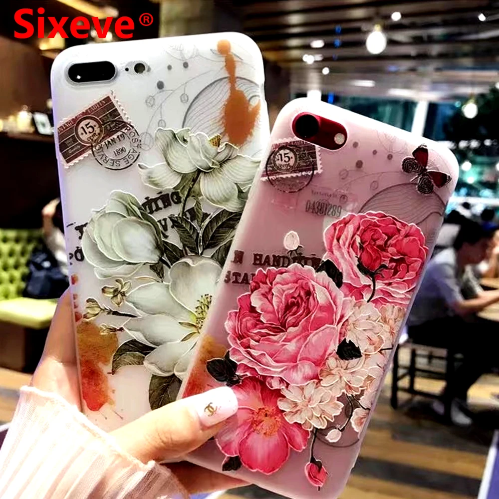 Nephy 3D Flower Silicon Phone Case For iPhone7 8 Plus XS Max XR Rose Floral Cases iPhone X 7 6 6S 5 SE Soft TPU Cover |