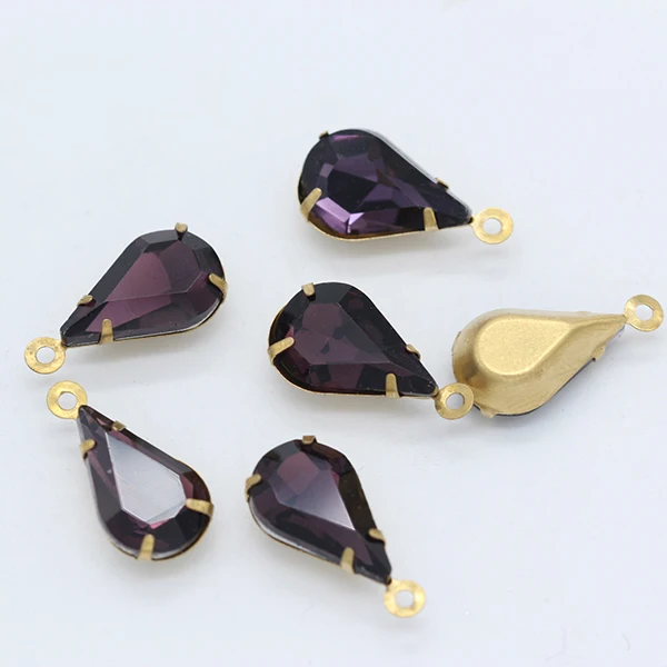 violet 20 p 6x10 мм обрамленные граненые хрустальные каплевидные подвески бусы серьги ожерелье головной убор разъемы латунная основа 1 Петля ювелирных изделий - Цвет: violet