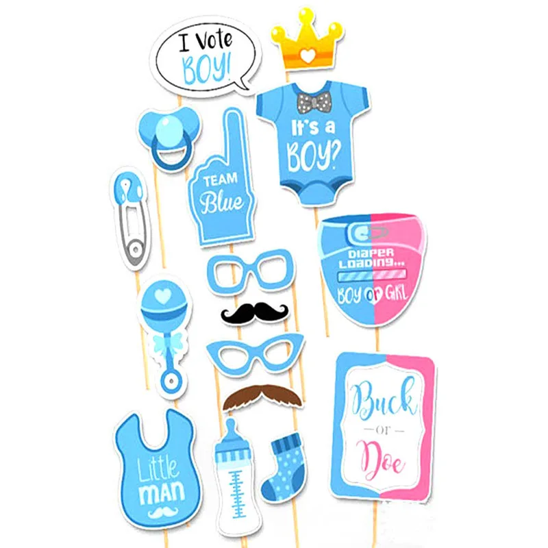 

Hot Selling 30Pcs/Set Baby Shower Gender Reveal Party Supplies Boy/Girl Photo Booth Props