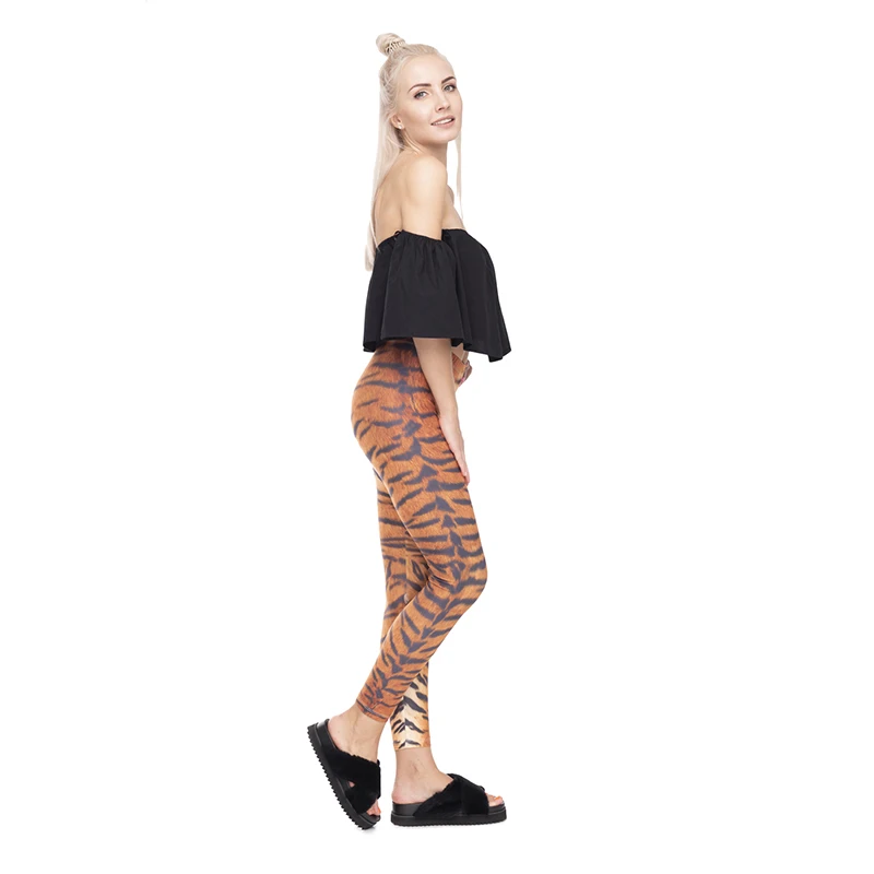 New Arrival Hot Sales High Waist Cozy Leggings Tiger Fur Digital Printing Pants Trousers Slim Skinny Sportswear | Женская одежда