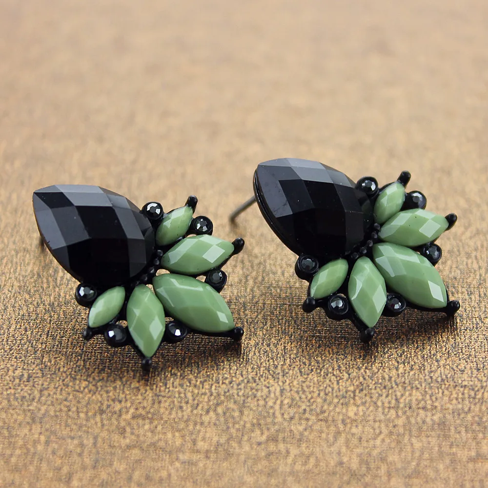 XQ с бесплатной доставкой Модные ювелирные изделия черные зеленые цветочные