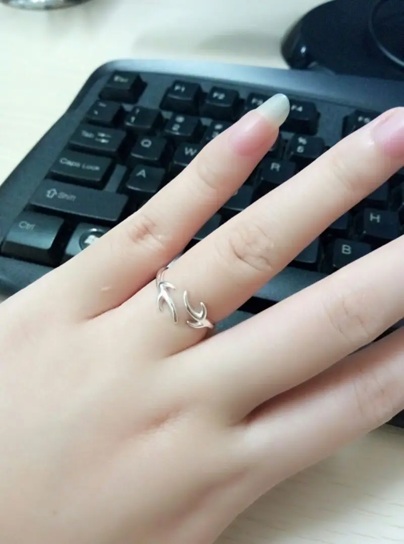 925 серебряные Рога Кольцо для Новинки женщин двойной рог лося открытым