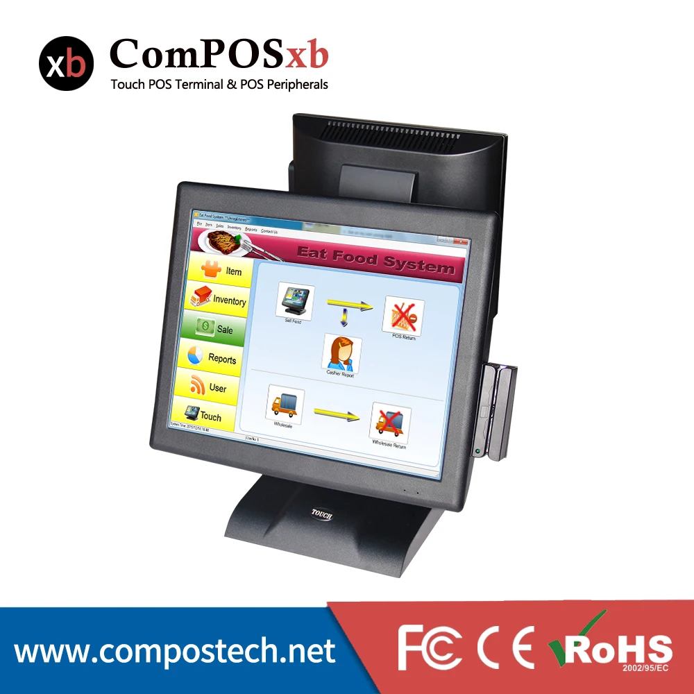 15 &quot/12&quot Ресторан двойной экран дисплей точка продажи кассовый аппарат EPOS