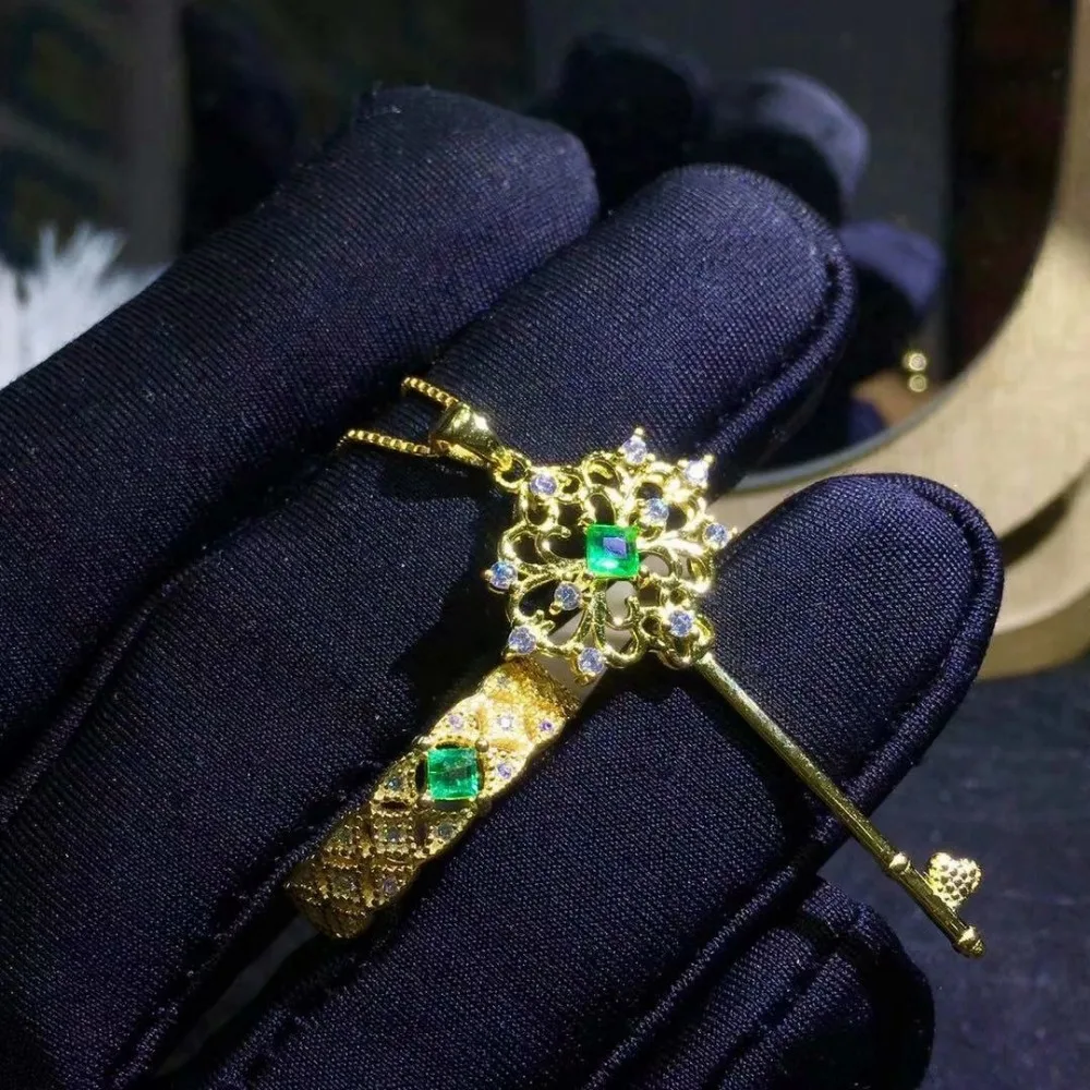 SHILOVEM 925 sterling silver Natural Emerald rings pendants necklace fine Jewelry wedding women Christmas gift jctz0303022agml | Украшения