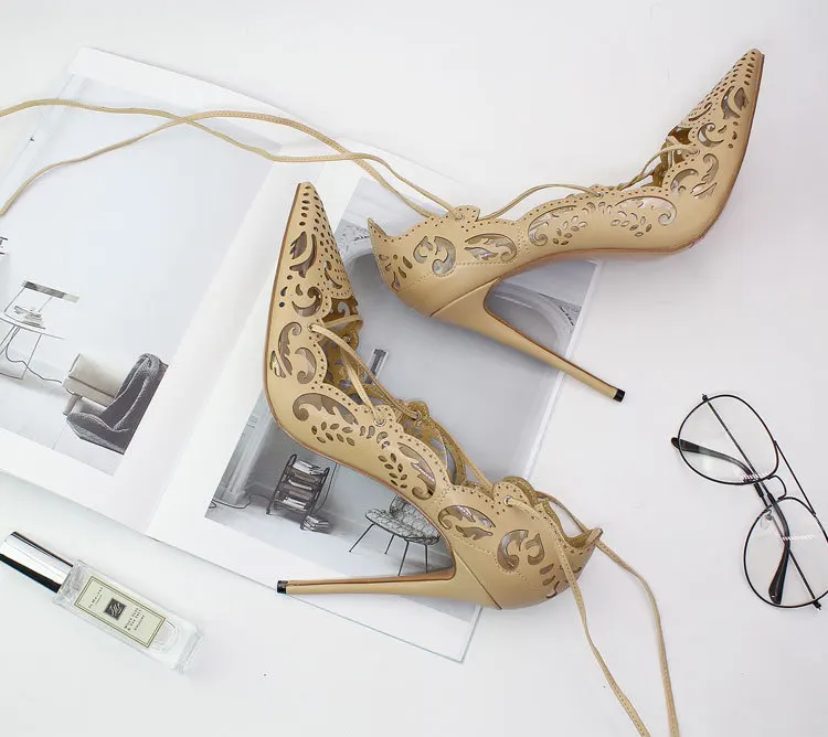 Женские туфли-лодочки с острым носком на тонком высоком каблуке босоножки