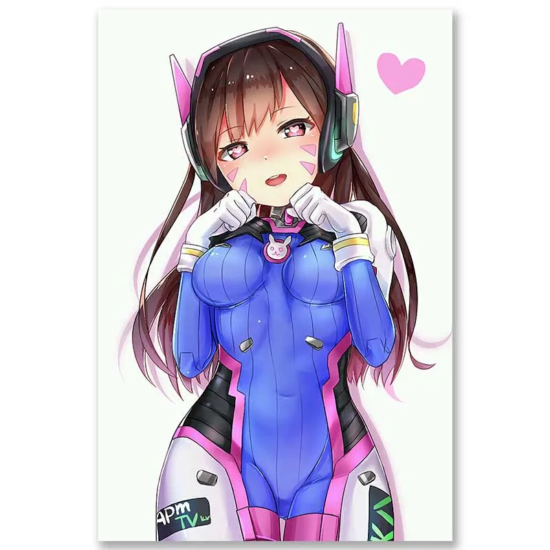 Overwatchs плакат d. va картина аниме настенные художественные шелковые Поттеры для спальни домашний декор художественные принты шелковая Живопись