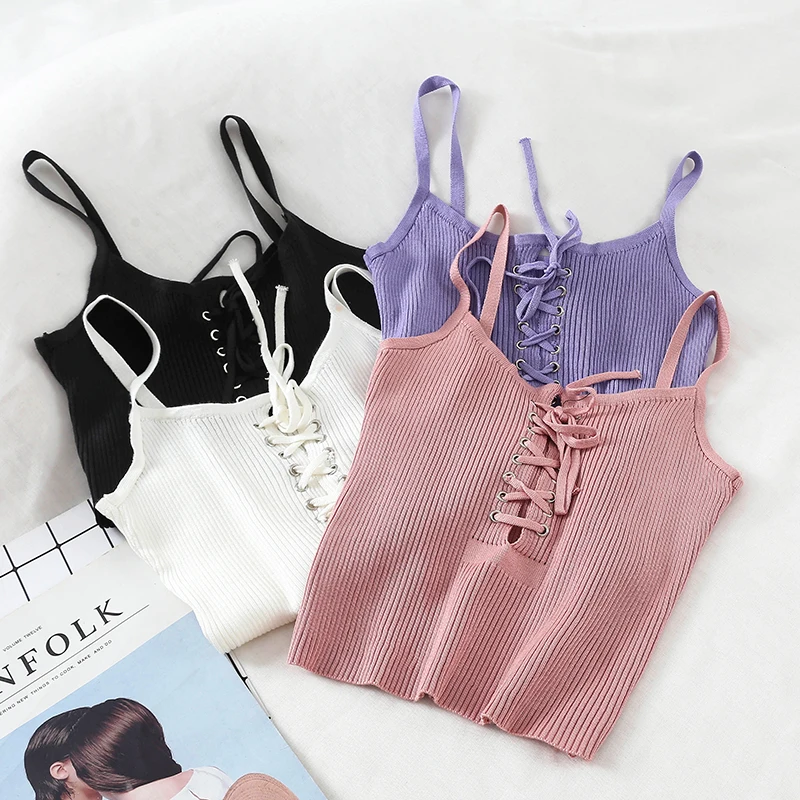 

Жилет женский трикотажный, на бретельках, с бантом, 2019