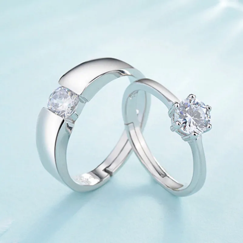 2 шт обручальные ювелирные изделия кольцо со стразами для мужчин и женщин