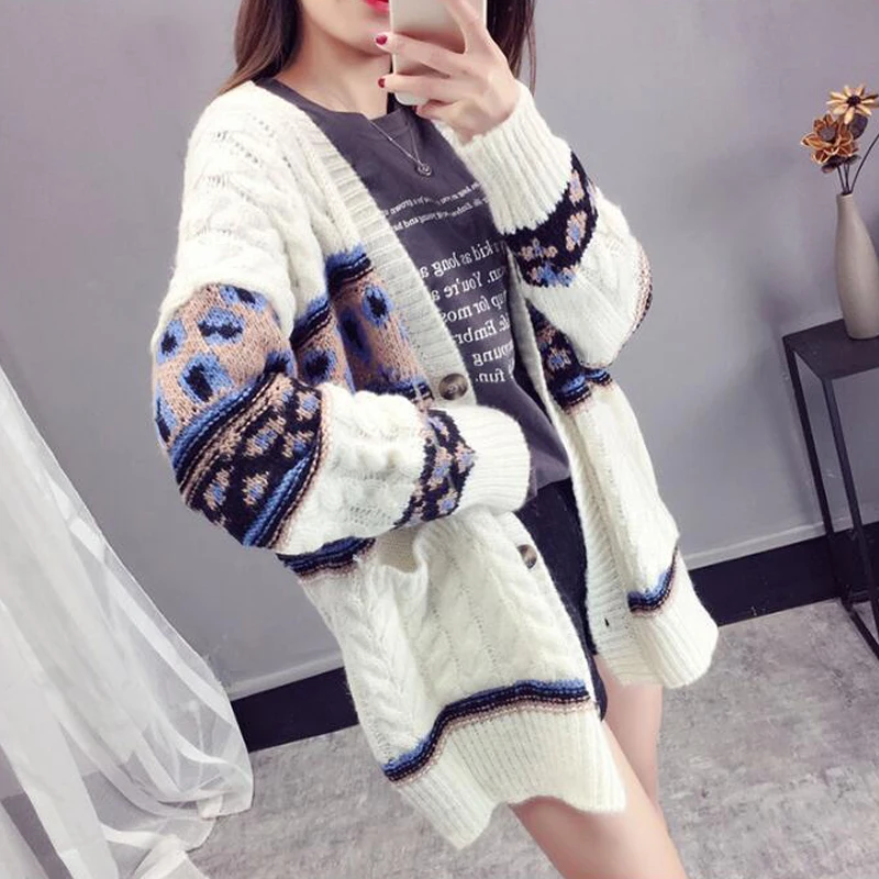 Shellsuning свитер женский Осень Зима пуговицы Harajuku Boho трикотажные кардиганы
