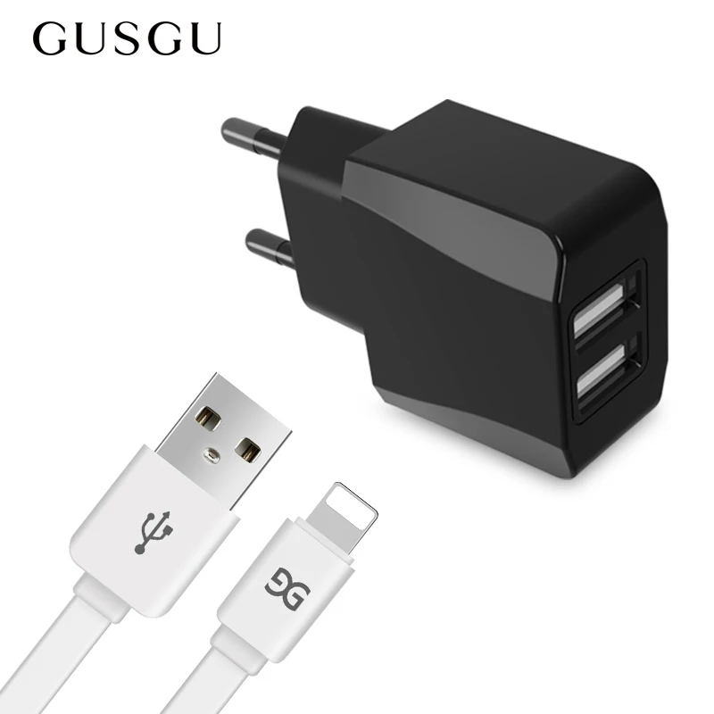 Сетевое зарядное устройство GUSGU с двумя USB портами 5 В/2 1 А|Зарядные устройства для