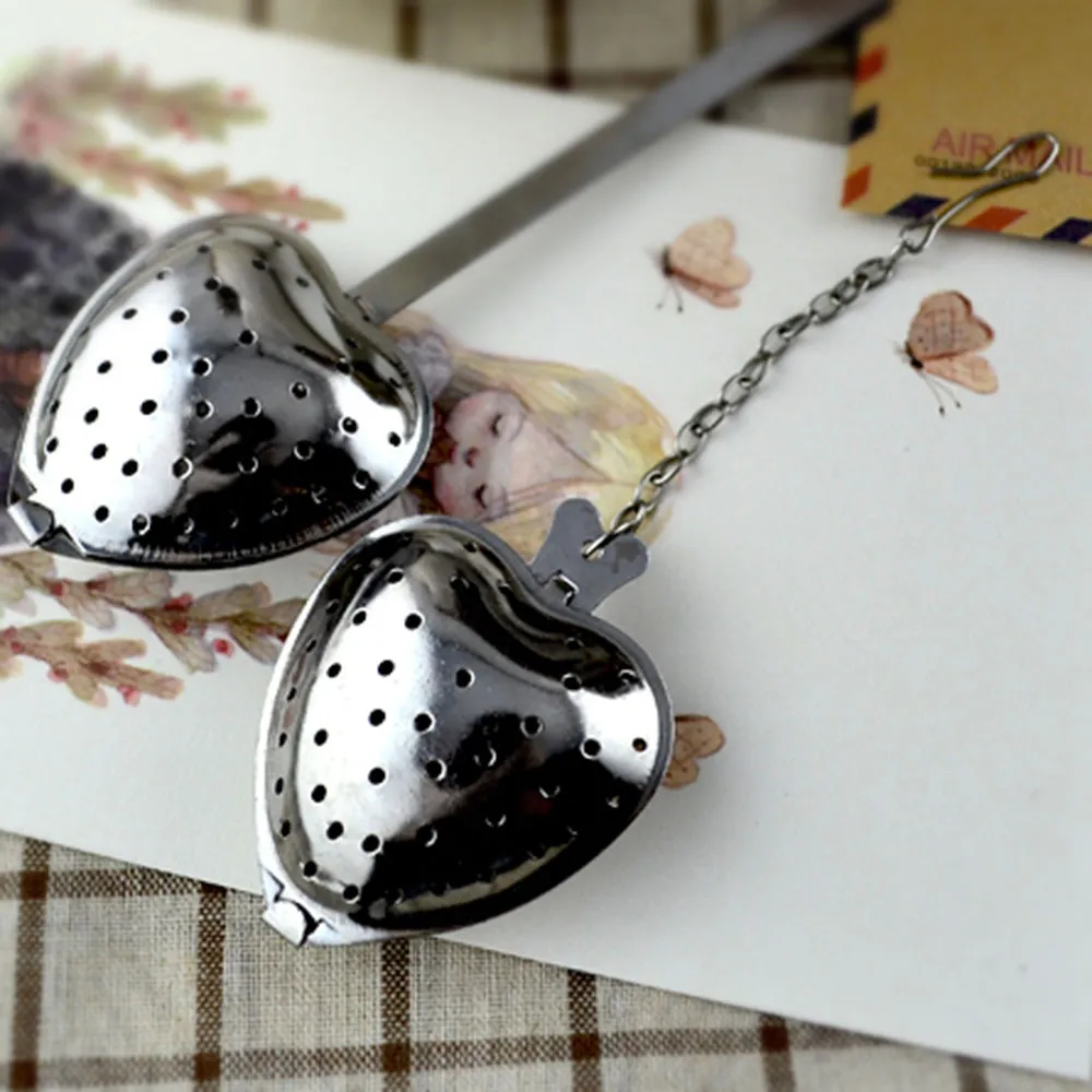 1 шт в форме сердца Чай заварки Нержавеющая сталь шар лист ситечко для