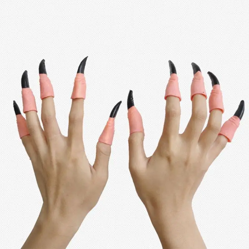 10 шт. Поддельные Пальцы ведьма Nail Крышка чехла Хэллоуин Опора для отдыха и