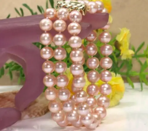 Новый 2 Ряд 9 10 мм натуральный розовый жемчужный браслет 14K 42%|pearl bracelet|bracelet braceletsea