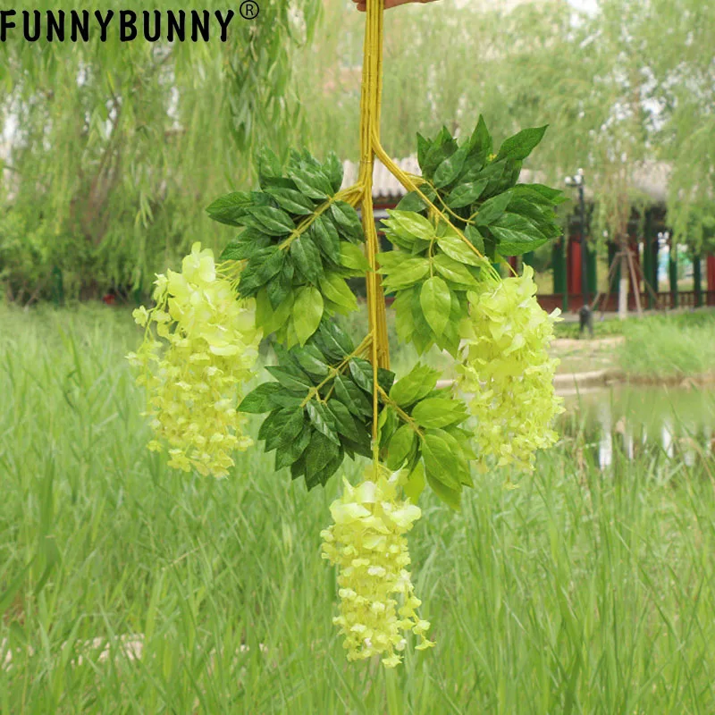 FUNNYBUNNY Вистерия искусственная цветы 4.6фт Висячие Цветы гирлянда лоза для