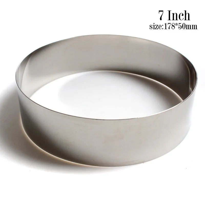 7INCH 3 дюйма 4 дюйма 5 дюймов нержавеющая сталь формочка для печенья круглая форма помадка форма для торта мусс кольцо для торта инструменты для украшения выпечки, торта - Цвет: 7INCH
