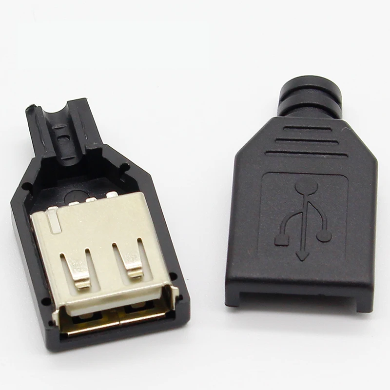 

Type A Female USB 4 Pin Plug Socket Connector With Black Plastic Cover