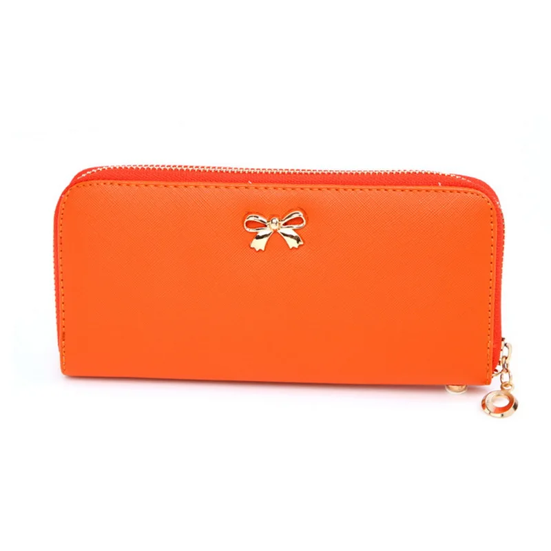 Боу-кошелек Monederos Mujer Young fashion женский кожаный удлиненный кошелек-клатч - Цвет: Оранжевый