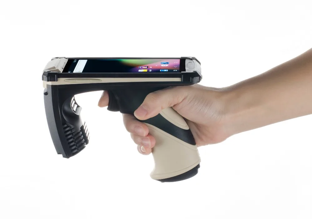 Портативный android Мобильный uhf rfid считыватель со сканером штрих кодов Бесплатная