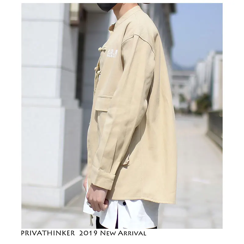 Privathinker Men Summer Tang Clothes 2019 Chinese Style Buckle Pockets Casual Jackets Male Vintage Jacket Mandarin Collar | Мужская