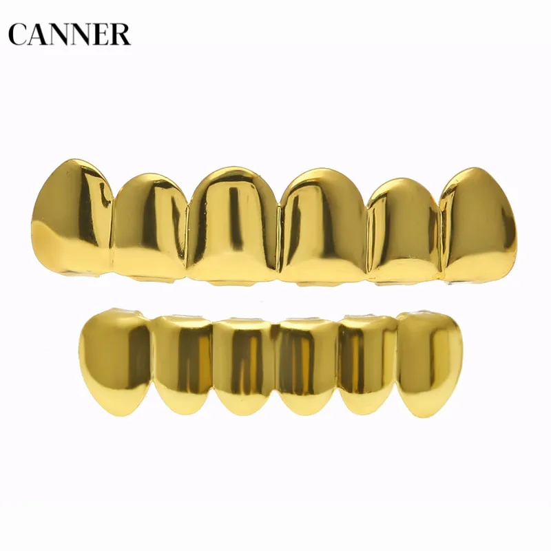 Canner хип хоп ЗУБЫ Grillz набор топ и низ зубы Золотой Серебряный цвет грили