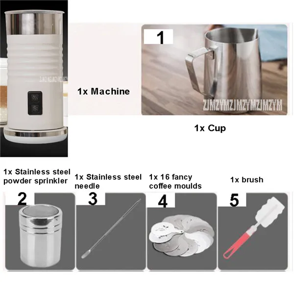 White with accessory MMF-801 350 Вт полностью автоматический вспениватель молока Пароварка для молока Электрический вспениватель горячая/холодная мягкая пена Кофеварка капучино подогреватель молока - Цвет: White with accessory