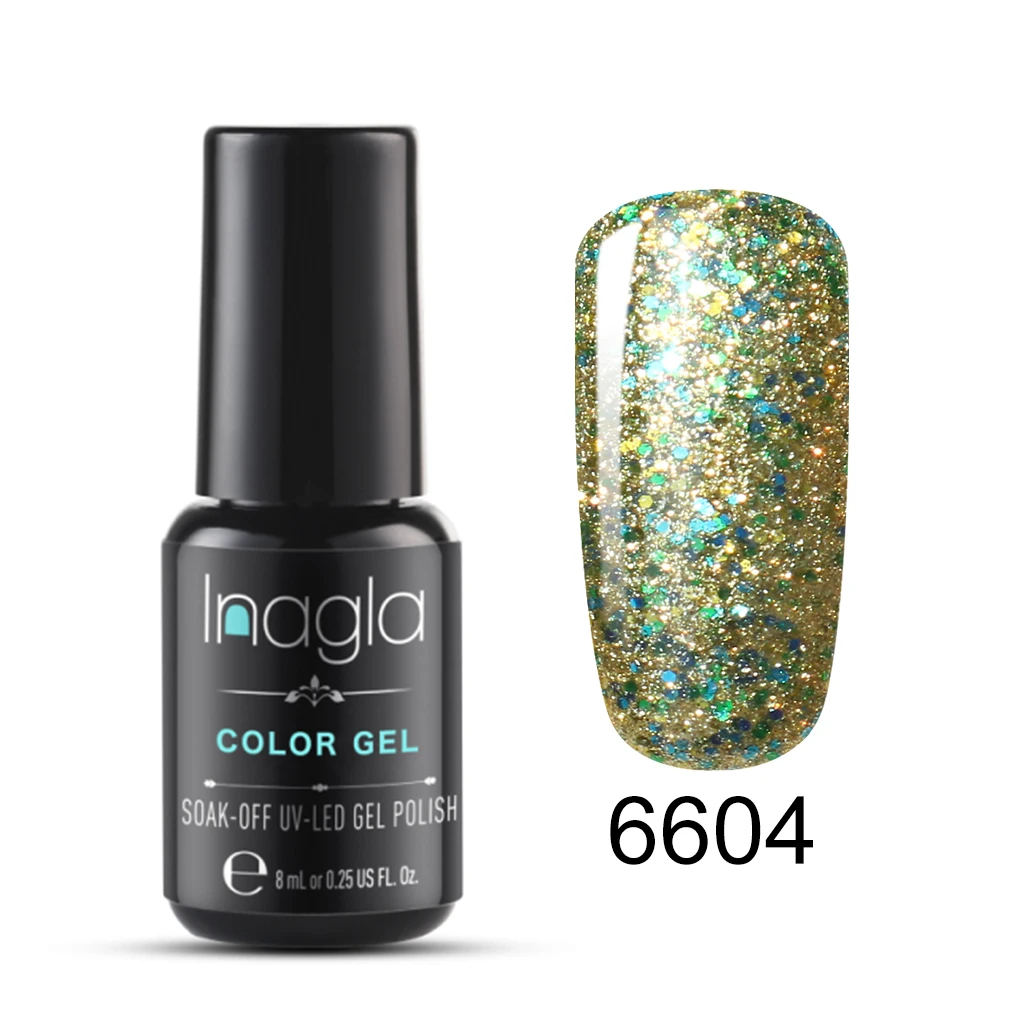 Inagla 30 цветов бриллиантовый сияющий блеск дизайн ногтей верхнее основание