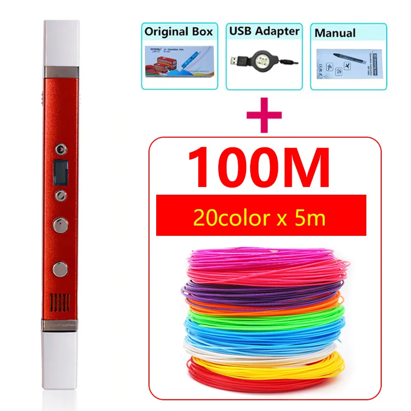 3d ручка myriwell RP100C + PLA 1 75 мм filamen для печати металлический корпус USB совместимый с ABS