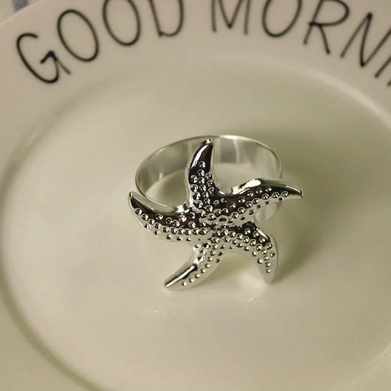 

12PCS metal alloy starfish napkin ring marriage supplies hotel home accessories