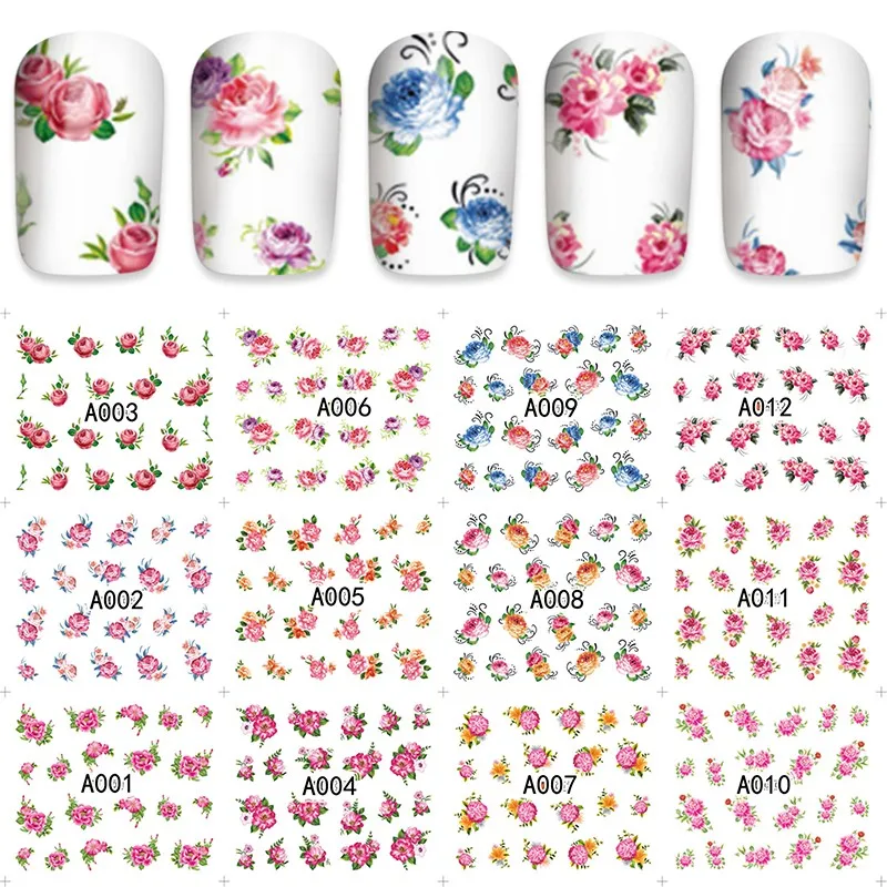 Наклейки на ногти 12 листов наклейки для дизайна ногтей тату полное покрытие