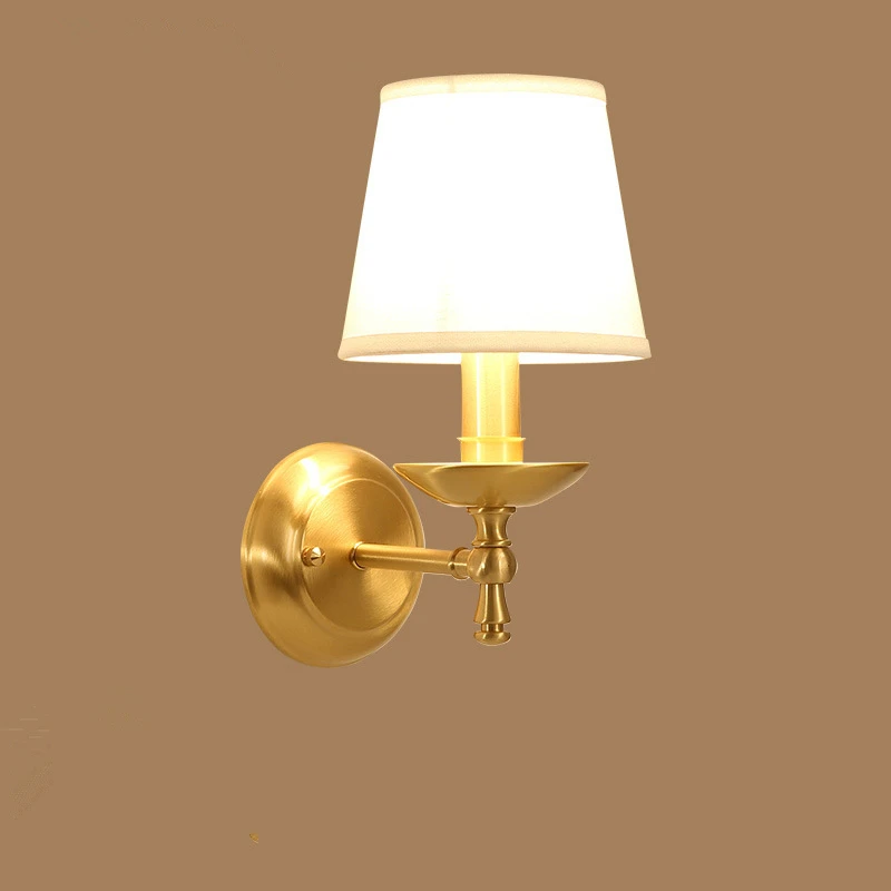 

Postmodern Simple Aisle Stairs Deco Copper Gold Luminaria Bedroom Bedside E14 LED Wall Lamp Northern Europe Modern Wall Lights