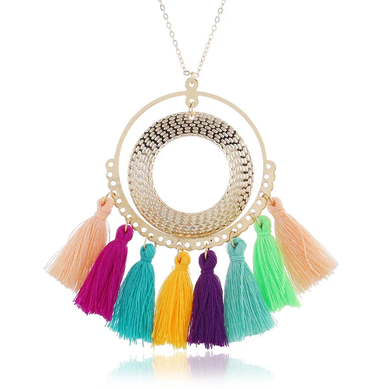 necklace DIEZI, богемные разноцветные кисти, ожерелье, серьги для женщин, массивные модные ювелирные изделия, чокеры, ожерелье, цепочка в богемном стиле, ожерелье - Окраска металла: necklace