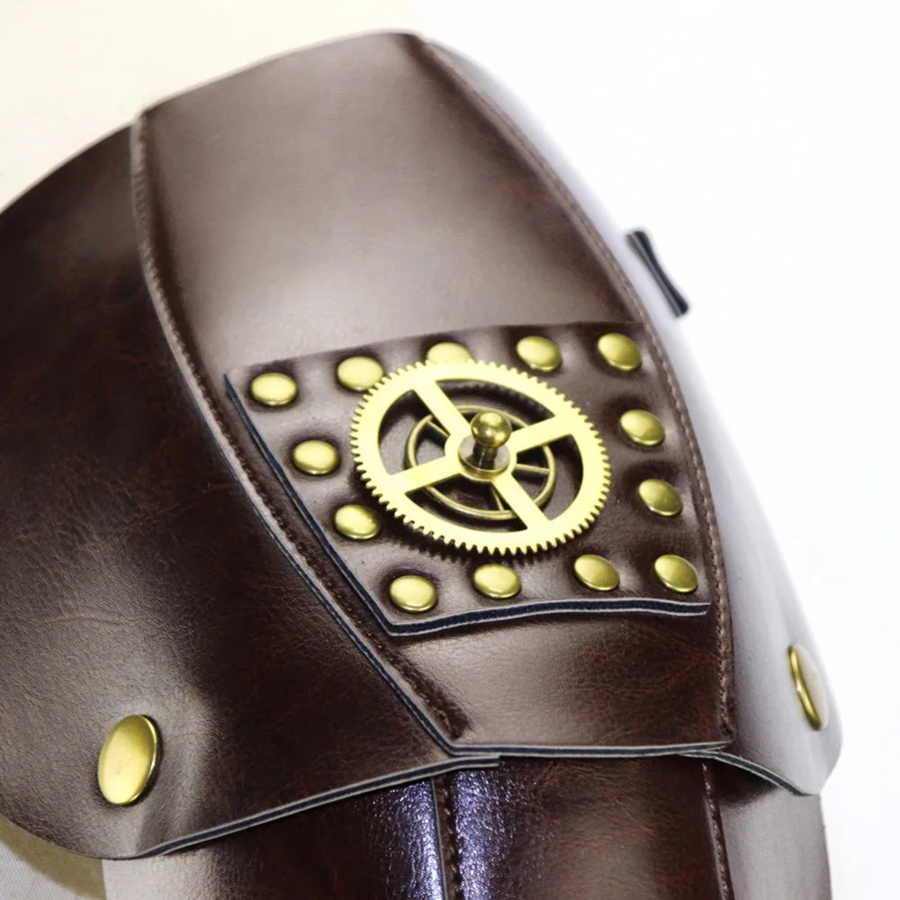 Gear Duke коричневый из искусственной кожи с золотым зубчатым колесом Винтаж стимпанк Armor аниме косплей реквизит аксессуары для вечеринки в стиле Хэллоуин