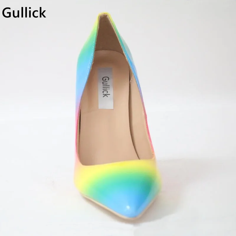 Новые поступления от Gullick кожаные туфли лодочки с радужным принтом для женщин