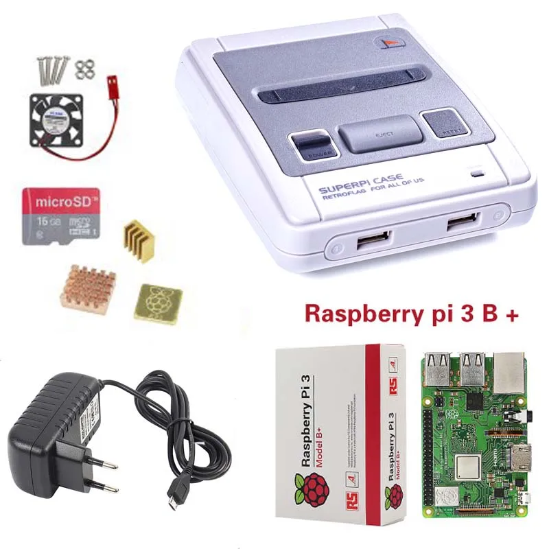Retroflag SUPERPi чехол J NESPi + Raspberry pi 3 Model B/B Наборы 5V 3A Мощность 16/картой памяти на 32 ГБ