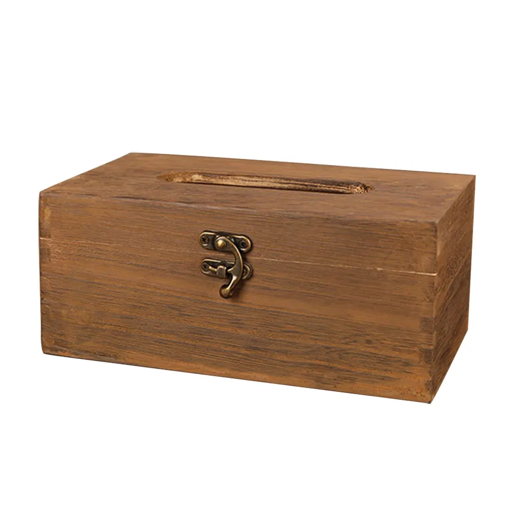 Деревенский рустикальный коричневый деревянный ящик для салфеток ванной