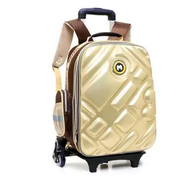 6wheels gold 3d сумка на колесиках для мальчиков, школьная Детская сумка на колесиках, детская дорожная сумка, 6 колесиков, рюкзак-тележка для школы - Цвет: 6wheels gold