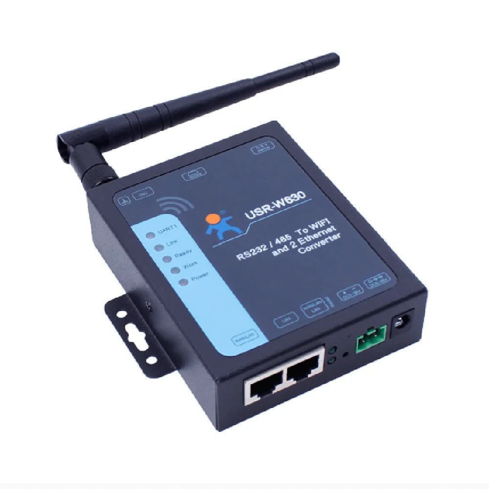 

Industrial WIFI Serial Server 2 Ethernet Ports RS232 RS485 to wifi Converter Device WAN LAN Port Supports Modbus RTU to TCP Q044