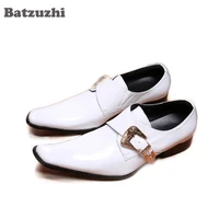 batzuzhi fashion men leather shoes genuine leather dress shoes for men white leather wedding shoes male zapatos hombrebig us12