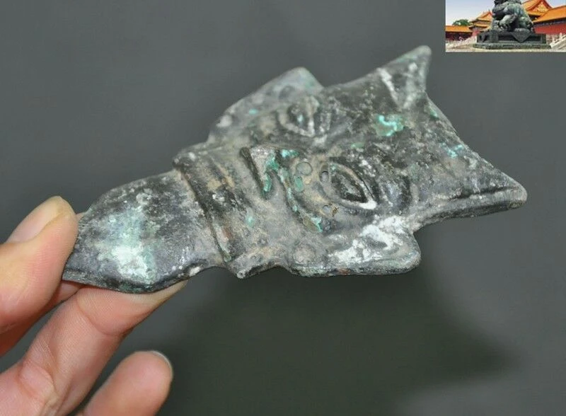4 &quotстаринная китайская бронза Sanxingdui культура жертвенность молитва люди голова
