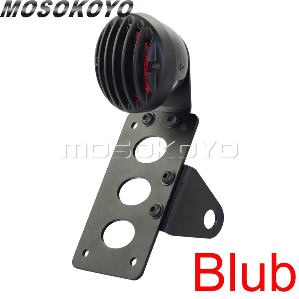 Bulb-black Черный гриль задние габаритные огни мотоцикла светодиодный стоп-светильник " x 4" номерной знак держатель номерного знака для Harley Chopper Кафе Racer - Цвет: Bulb-black