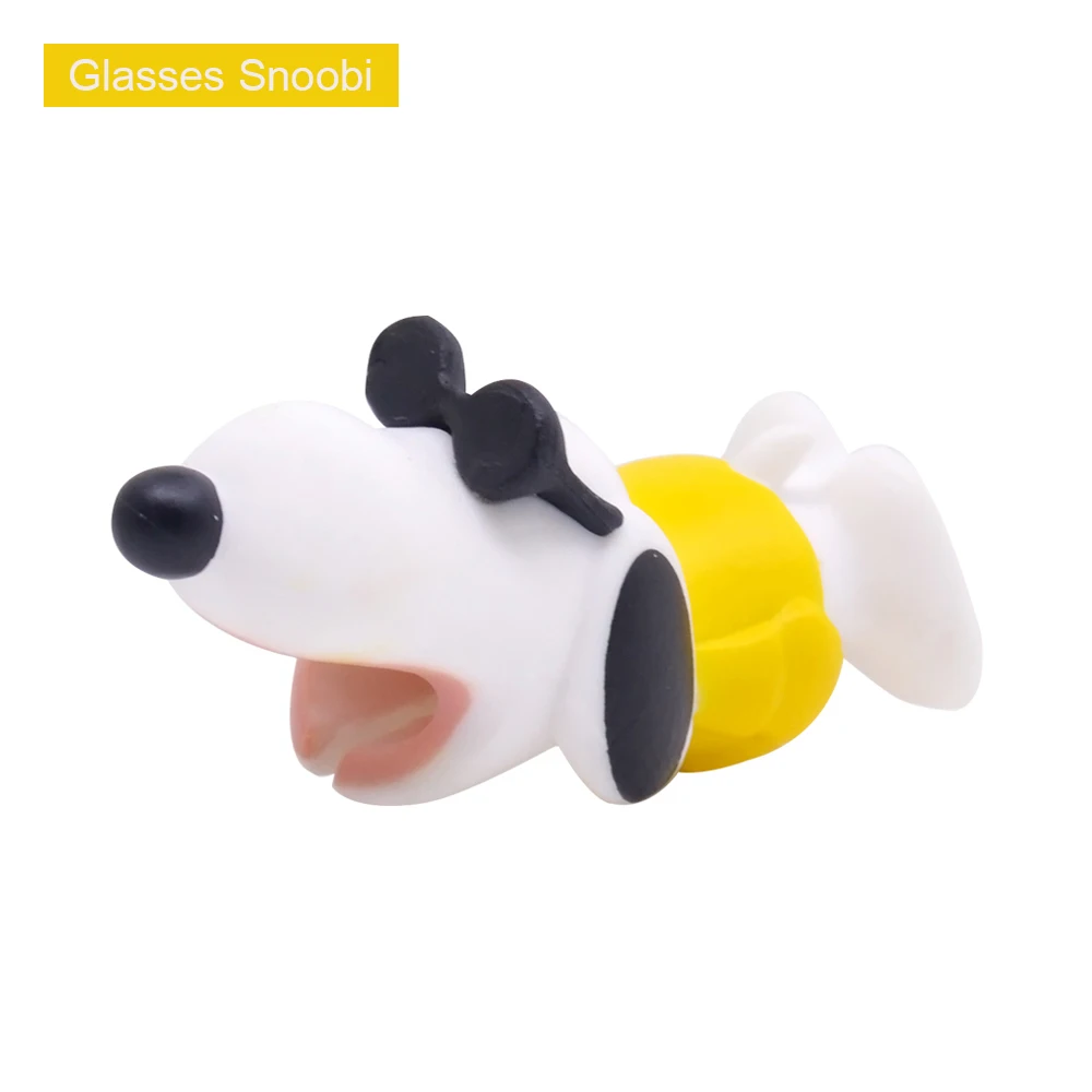 Glasses Snoobi CHIPAL Cute Anime Bite Wire Winder для iPhone 6 6 S 7 8 Plus X XS XR защита для usb-кабеля Органайзер чомперы Мультяшные животные укусы - Цвет: Glasses Snoobi