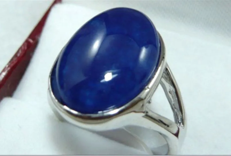 

Stunning blue natural jade black agates bead new ring(#6,7,8)