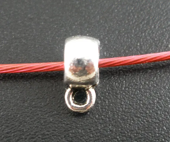 Зажимы для подвески и застежки подвесок 100 шт. ровный Серебряный тон Cup Bail Beads 9x4 мм